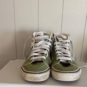 Vans Green and White High-Top Sneakers